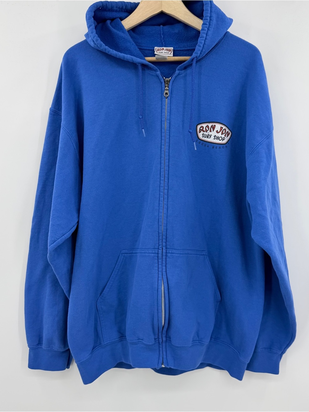 Ron Jon Surf Shop Full Zip Hoodie Blue Cocoa Beach Surfboard Graphic XL unisex